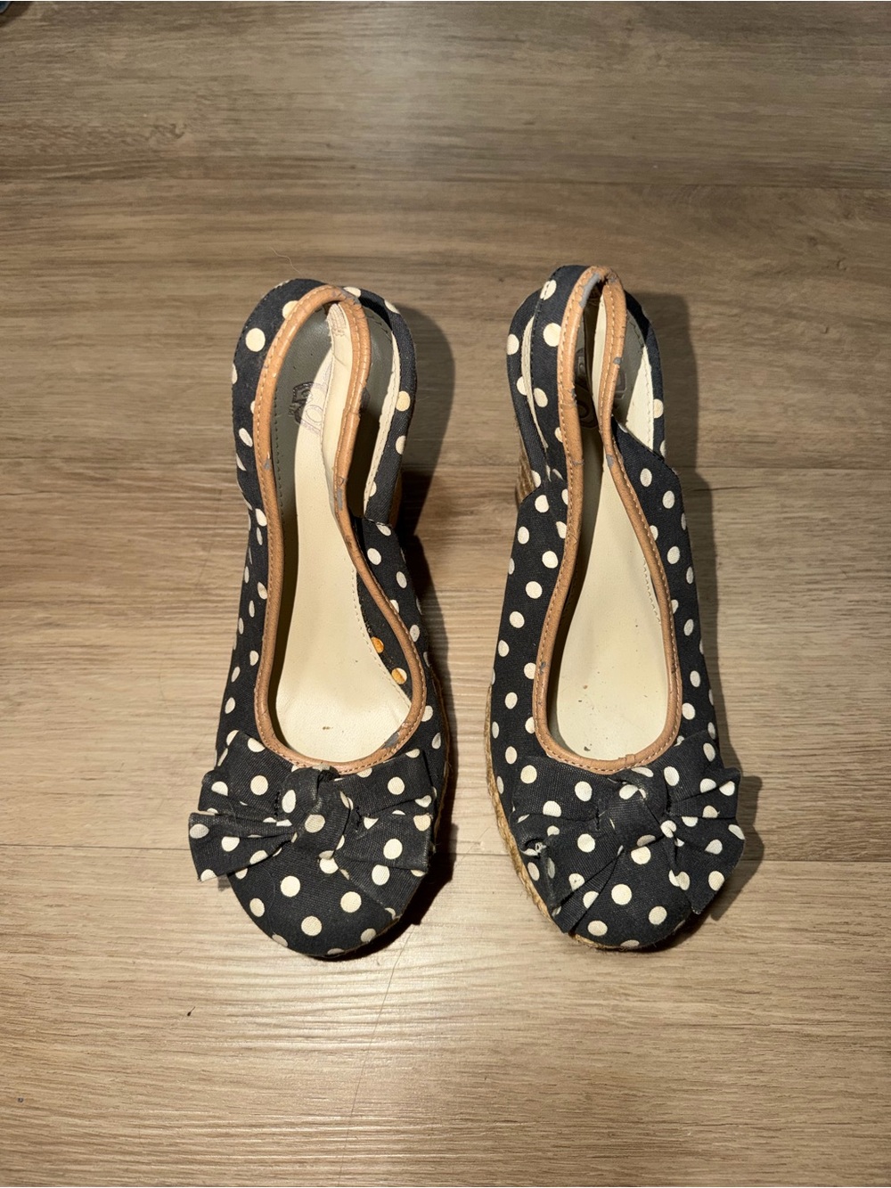Windsor Black and Cream Polka Dot Slingback Flats